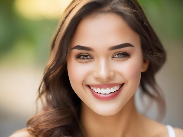 A beautiful young woman smiling looking at camera with elegance