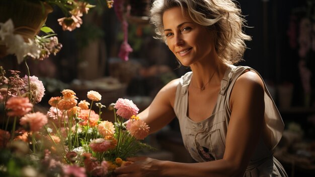 Foto una bella giovane donna in un giardino estivo