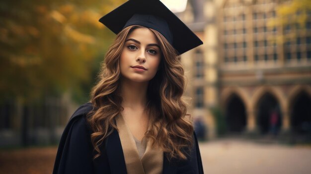 Photo beautiful young woman in a university