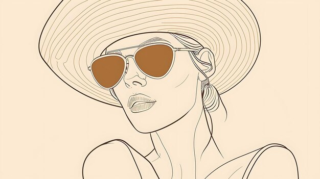 Beautiful young woman wearing a hat and sunglasses She has a confident expression on her face and is looking directly at the viewer