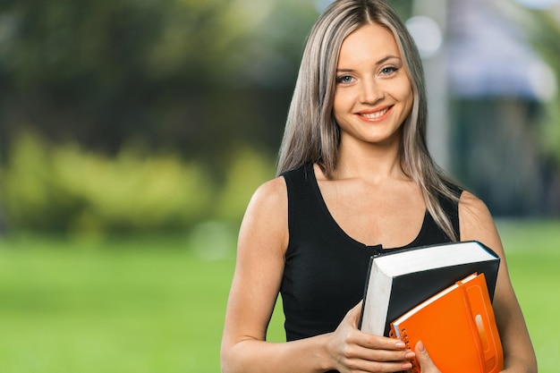 Photo beautiful young woman with book