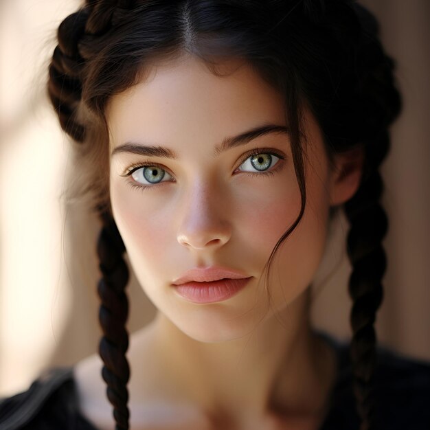 Beautiful young woman with braided hair