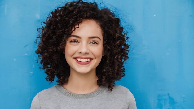 Beautiful young woman with clean healthy curly hair