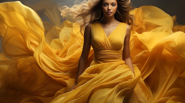 beautiful young woman with a golden cloth in the dark