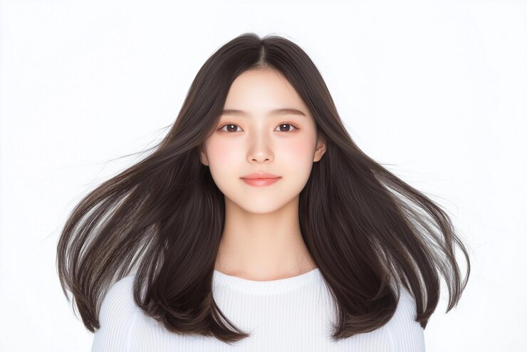 Photo 긴 머리카락 을 가진 아름다운 젊은 여자