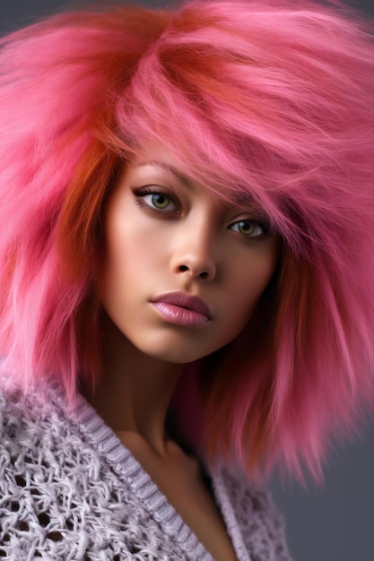 Beautiful young woman with pink hair Portrait of a girl with pink hair