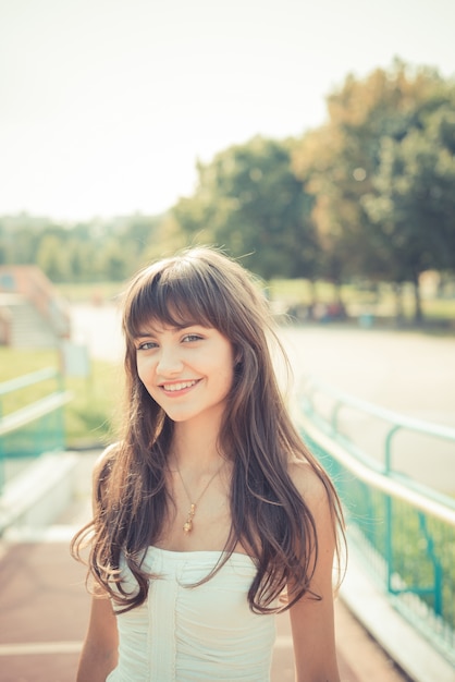 beautiful young woman with white dress