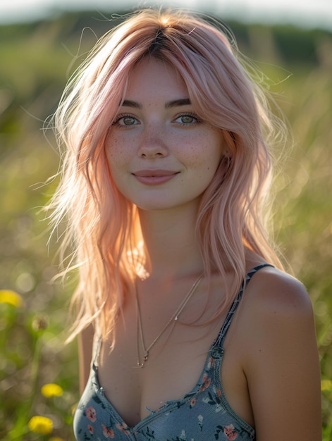 Beautiful young woman with wonderfull hair and cute smile