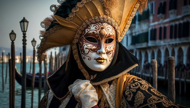 beautiful young women in carnival, stylish masquerade costume with feathers