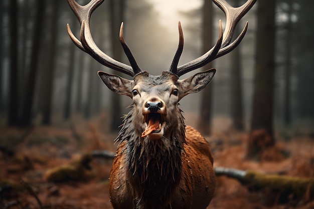 Beautifull deer in forest looking in the camera