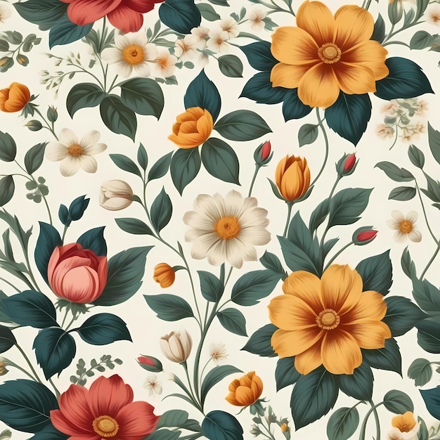 Photo beautifull flower patterns illustration floral background vintage style ai generated