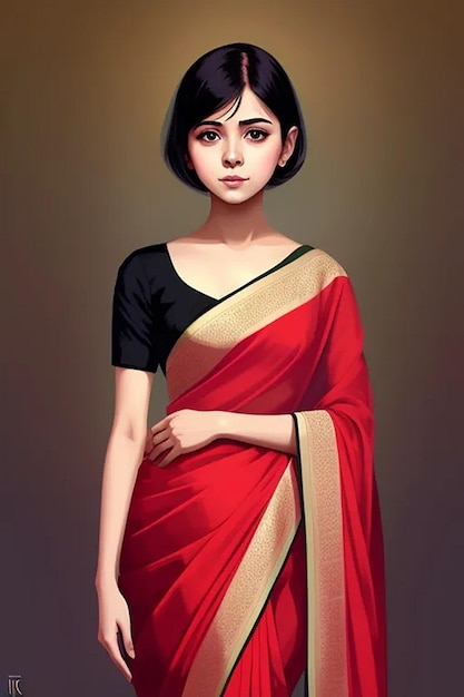 Beautifull Girl wearing Indian Traditional Cloth saree