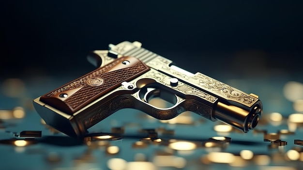 Beautifull Guns old and modern and golden background images