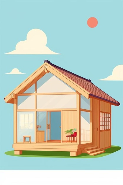 Beautifull Japanese house illustration