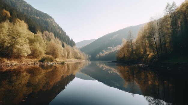 Beautifull landscape with mountain and river