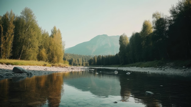 Beautifull landscape with mountain and river