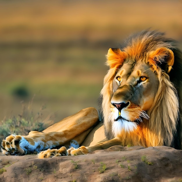 A beautifull lion its regal gaze reflecting the untamed power and grace of the wild AI generate