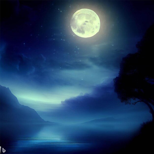 Photo beautifull moon night scean