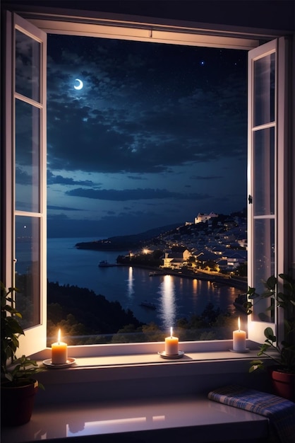 beautifull night scean from window