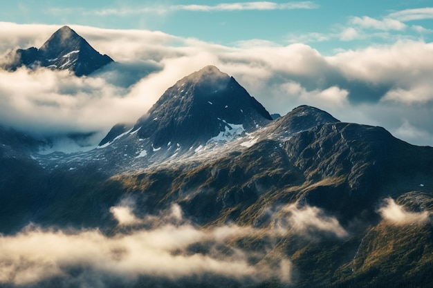 Beautifull picture during a hiking trip to the swiss mountains Generative AI