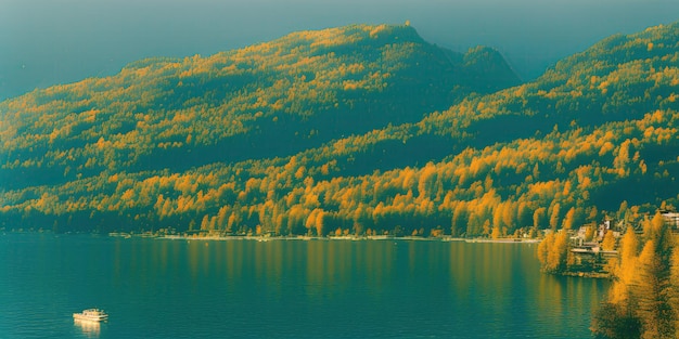 Beautifull sunset over a large lake