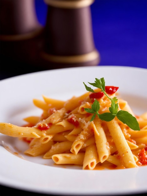 Beautifully arranged penne alla norma
