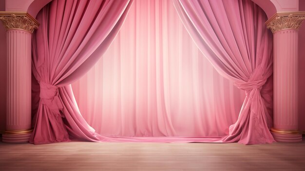 beautifully arranged pink curtains