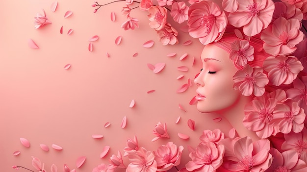 Beautifully Blurred Pink Cherry Blossoms with Woman39s Face Amidst Them