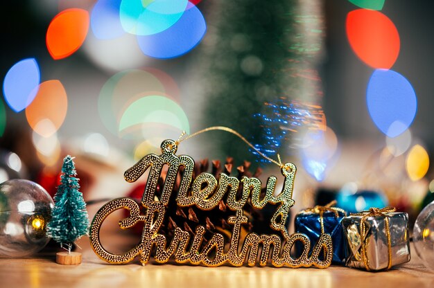 Beautifully Christmas Decorated bokeh background Home Interior With A Christmas Tree And Christmas Presents