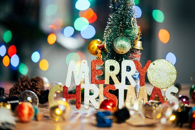 Beautifully Christmas Decorated bokeh background Home Interior With A Christmas Tree And Christmas Presents