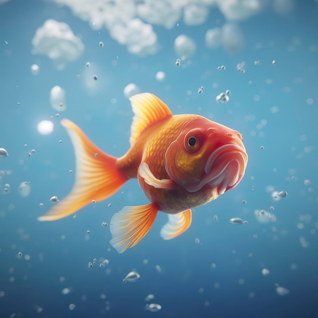 Foto pesci rossi splendidamente colorati nuotano nell'acqua limpida dell'acquario animazione 3d che nuota pesci rossi ai generativa