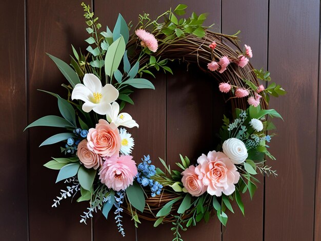 Photo beautifully crafted floral wreath
