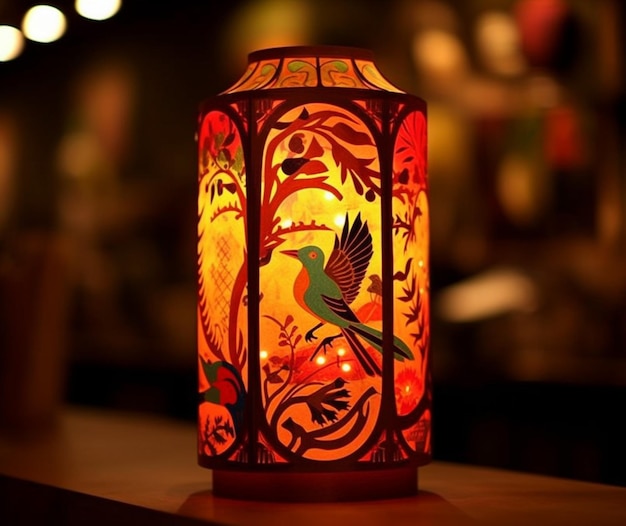 Photo a beautifully crafted paper lantern with intricate