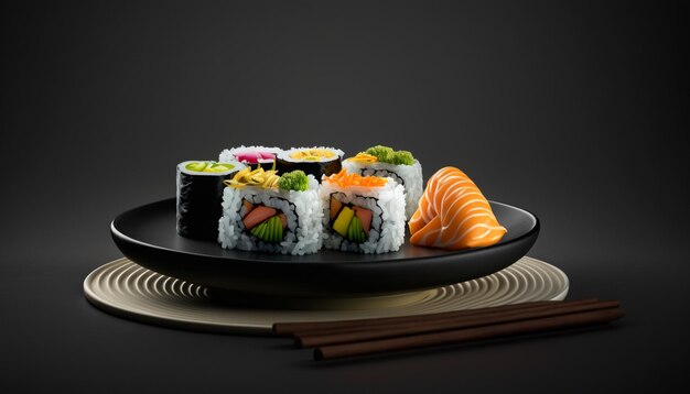 Photo beautifully crafted sushi with vibrant colors