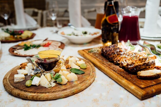 Beautifully decorated catering banquet table