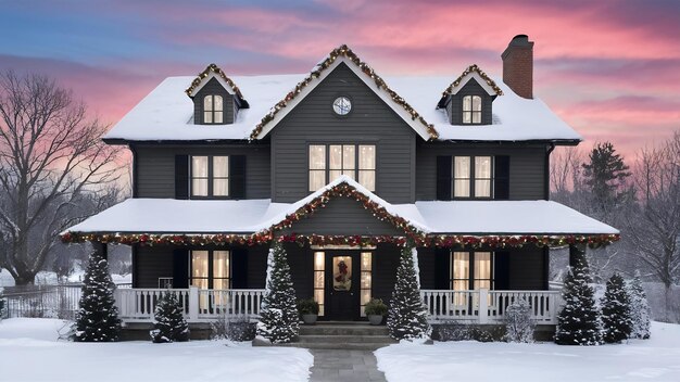 Beautifully decorated house in christmas season