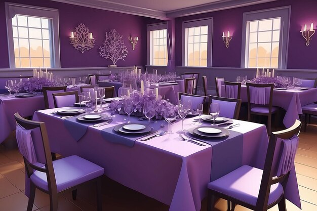 Beautifully decorated tables for guests with decorations in a restaurant