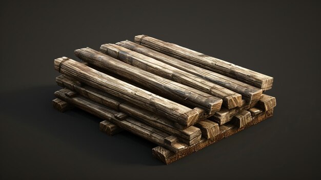 A beautifully designed 3D rendered stylized wooden game asset perfectly isolated on a dark background This versatile asset can be used to enhance various game environments adding a touch