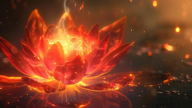 Photo a beautifully glowing lotus flower