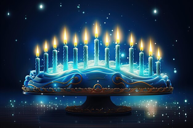 Photo a beautifully lit hanukkah menorah shammash celebrating festival jewish traditiongenerated with ai