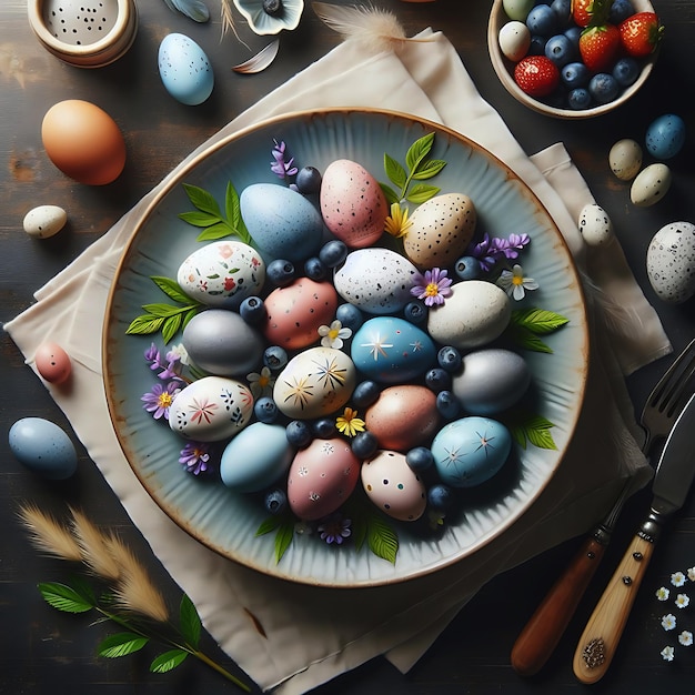 Красиво окрашенное и украшенное пасхальное яйцо