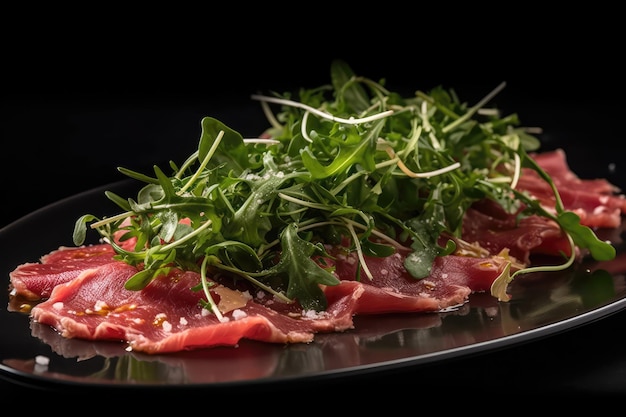 Beautifully Presented Beef Carpaccio With Arugula And Parmesan Haute Cuisine Generative AI