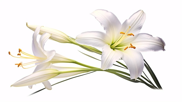 깨끗한 배경에 고립된 아름답고 특이한 히메노칼리스 꽃