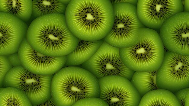 Foto un kiwi splendidamente tagliato che forma uno sfondo accattivante un disegno senza cuciture che evidenzia i colori vivaci e la consistenza unica di questo frutto tropicale