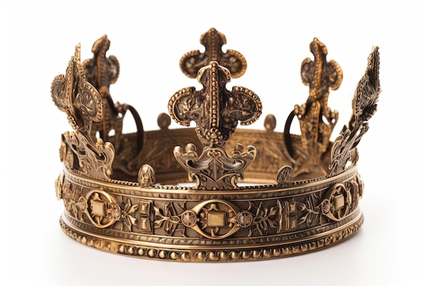 Красивая блестящая корона со средневековым орнаментом и украшениями Корона древнего короля или квенна Сгенерировано AI