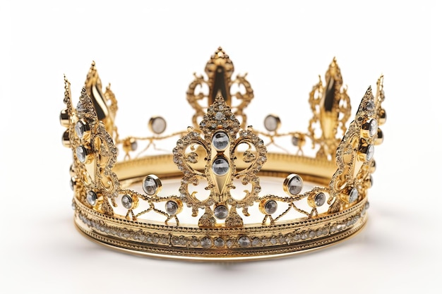 Beautuful shiny crown with medieval ornament and jeewelry Ancient king or quenn crown Generated AI