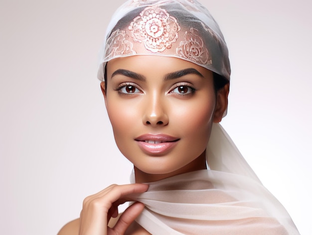 Beauty ad Indian model's skin transformation with rejuvenating facial mask