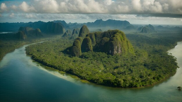 Foto la bellezza della veduta aerea della foresta amazzonica