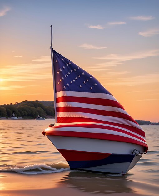 Beauty of America The Flag embraced by Nature with the help of AI generator