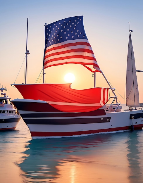 Beauty of America The Flag embraced by Nature with the help of AI generator